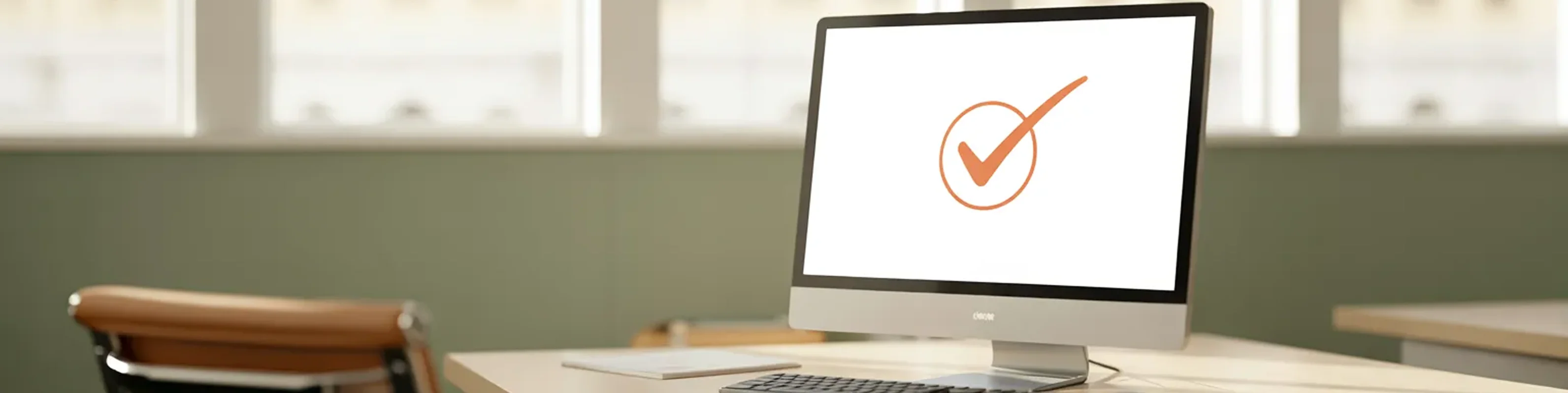 monitor showing approval checkmark