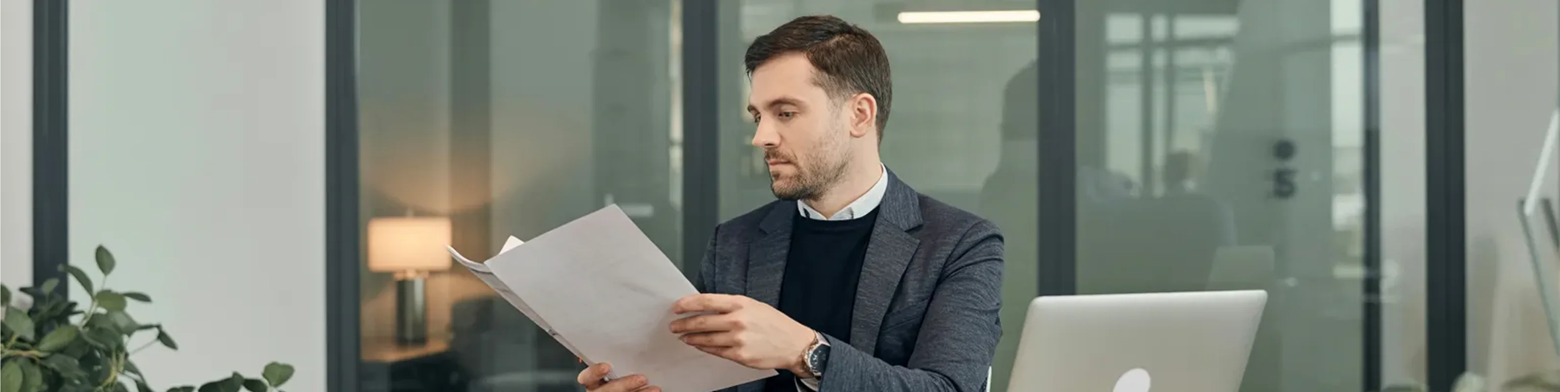 businessman reviewing paperwork