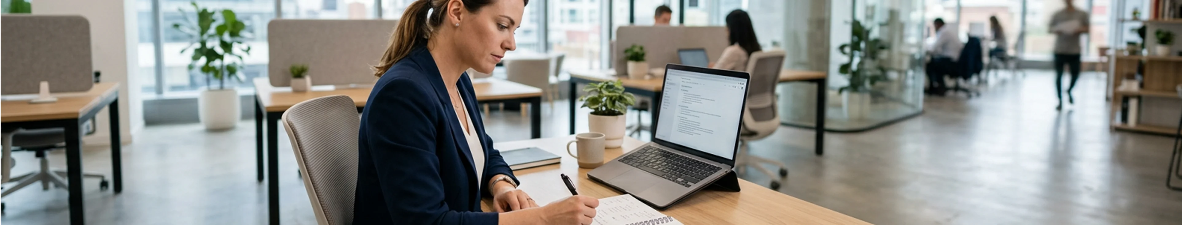 woman taking notes