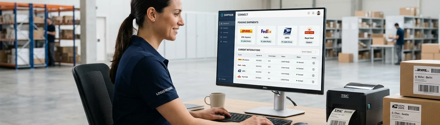 warehouse employee managing shipping orders
