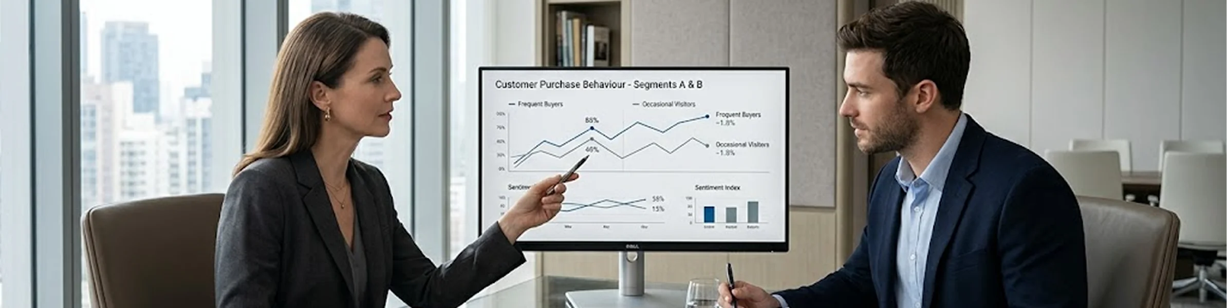 colleagues reviewing customer insights data