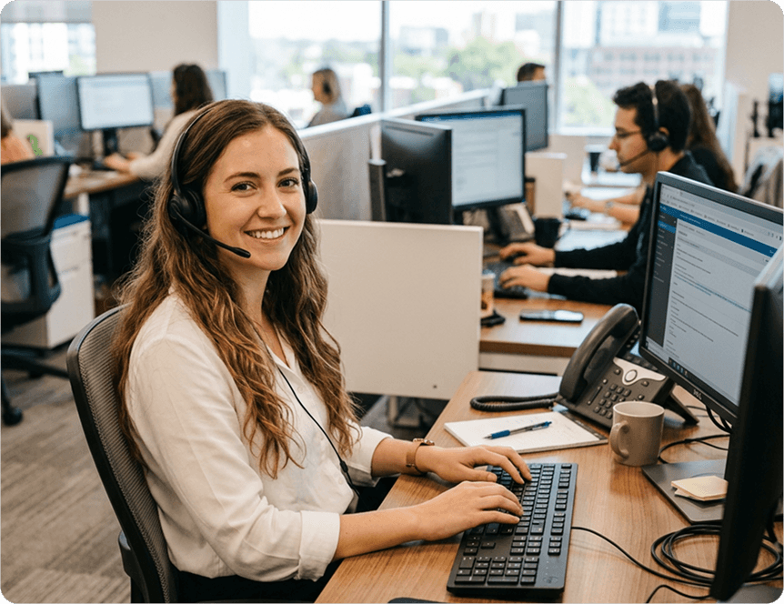 customer support representative smiling