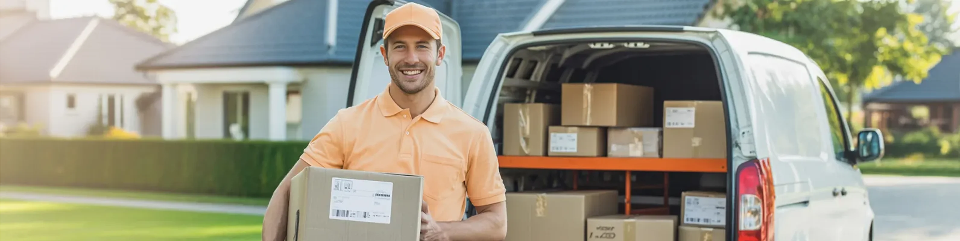 delivery driver holding parcel