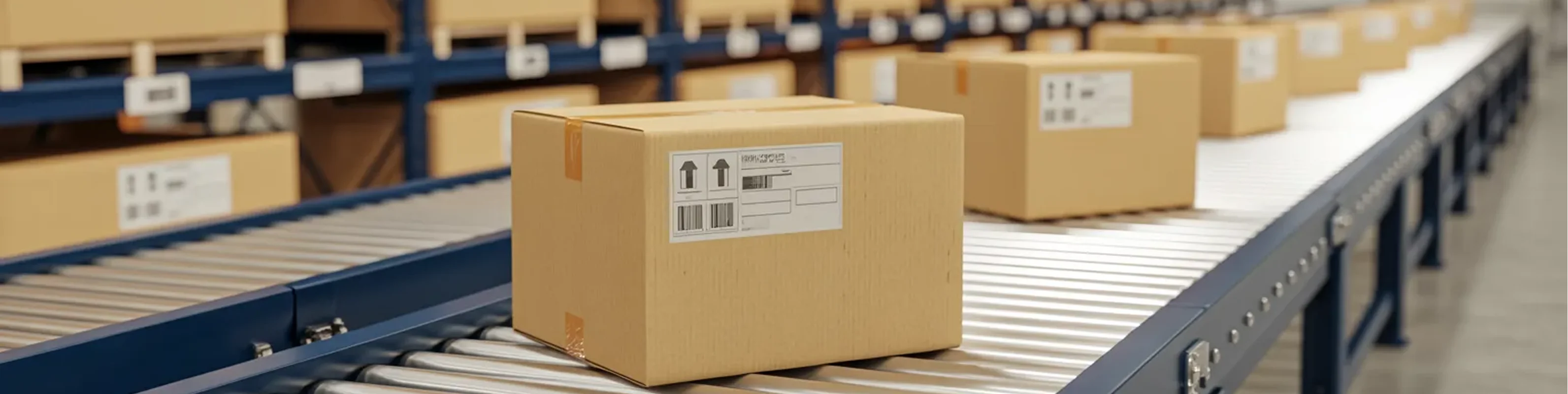 parcels on conveyor belt