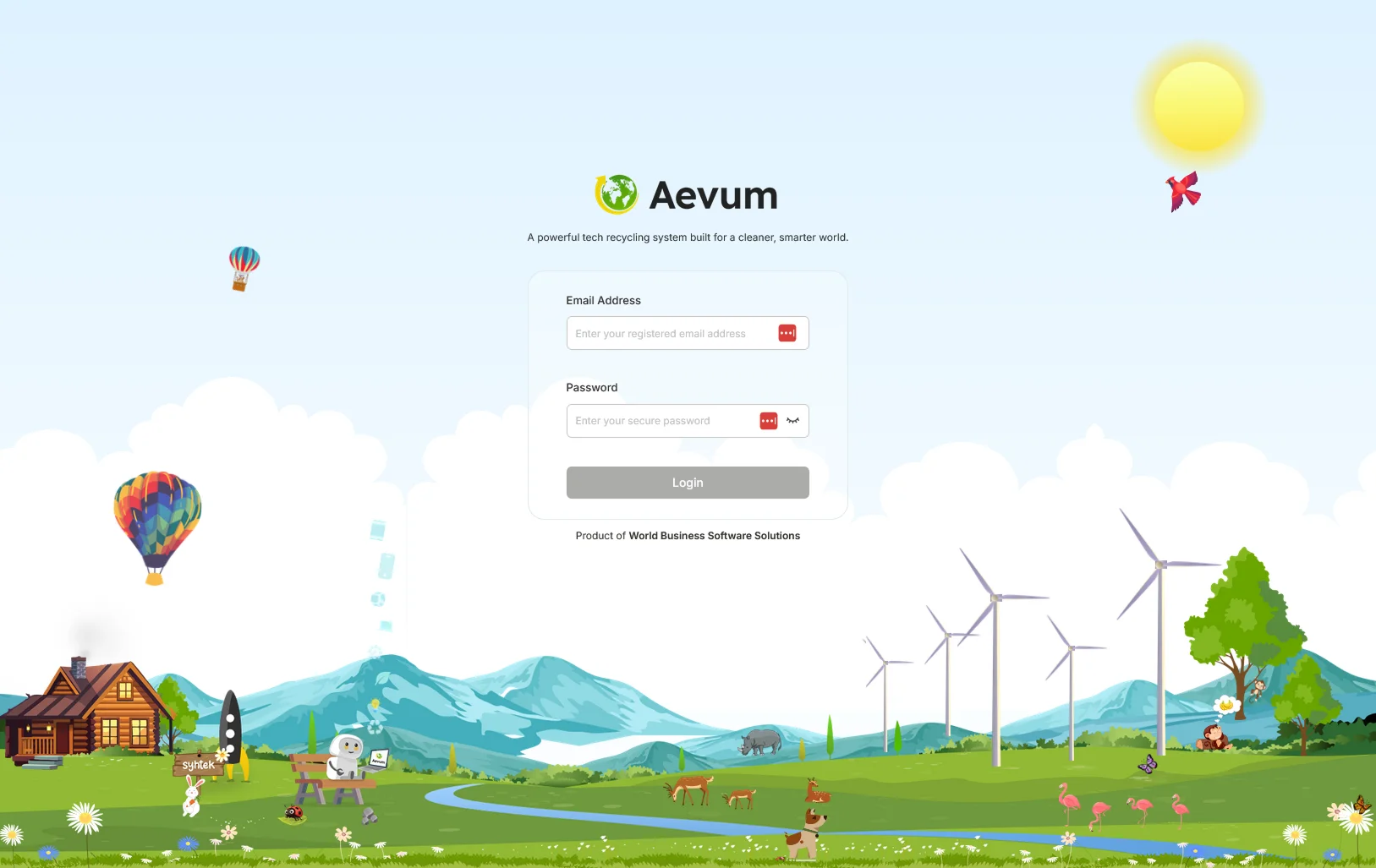 Aevum login page preview